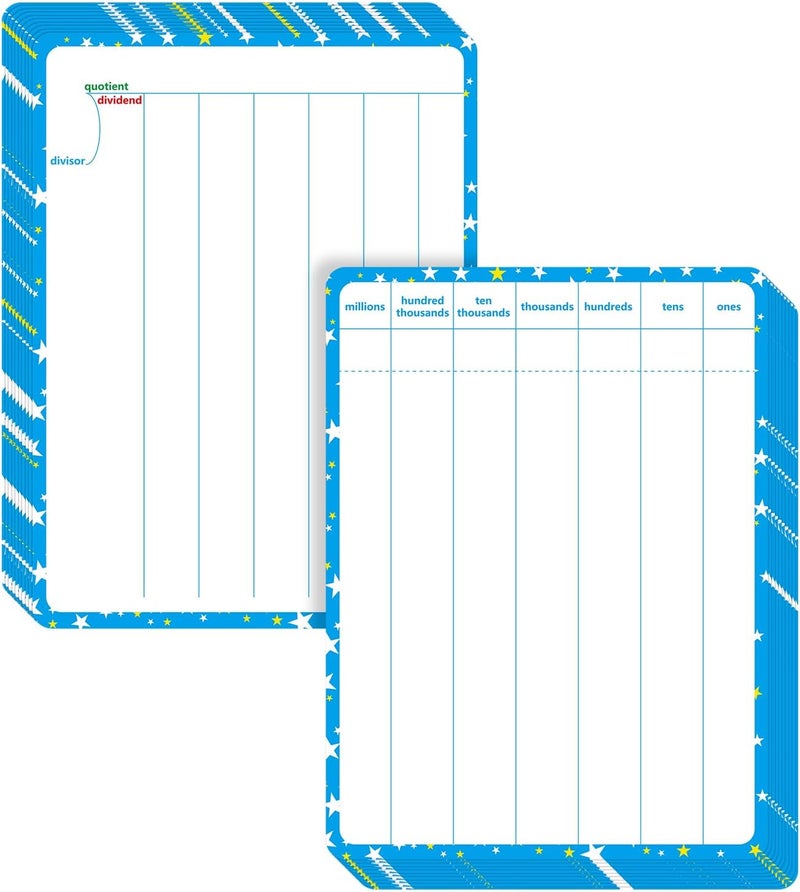 WEIZHEN 10 Packs Division Whiteboard Card, Double Sided Dry Erase Board Writable and Erasable Math Learning White Board for Kids, Students, Classroom and Home (Each Measures 12” x 9”) - Image 1